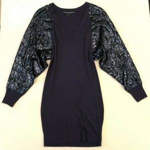 FCUK French Connection Navy Sequin Sweater Dress